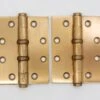 Pair Of Vintage 4.5 X 3.5 In. Brass Ball Bearing Door Hinges 1 Pair Of Vintage 4.5 X 3.5 In. Brass Ball Bearing Door Hinges -OGT Sale Store door hinges pair of vintage 45 x 35 in brass ball bearing door hinges q287908