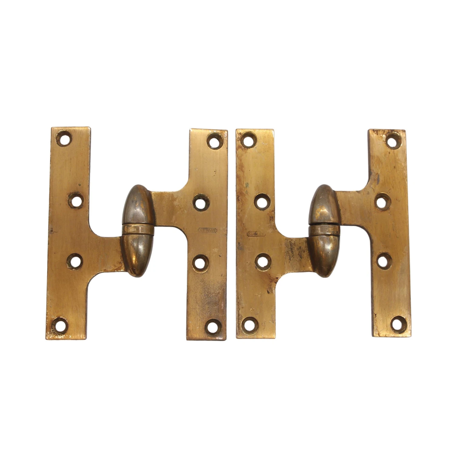 Pair Of Vintage 6 X 5 Stanley Brass Olive Left Door Hinges 3 Pair Of Vintage 6 X 5 Stanley Brass Olive Left Door Hinges