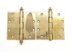 Pair Of Vintage Polished Brass 5 X 5 In. Butt Door Hinges