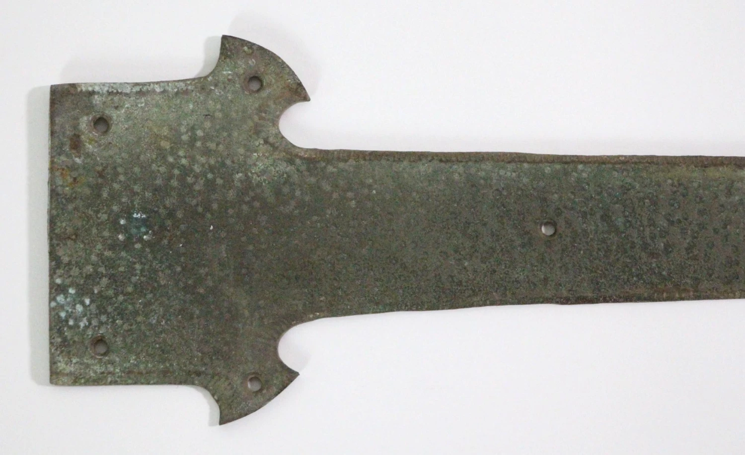 Antique Arts & Crafts Hammered Bronze Door Strap Hinge 4 Antique Arts & Crafts Hammered Bronze Door Strap Hinge - Image 2