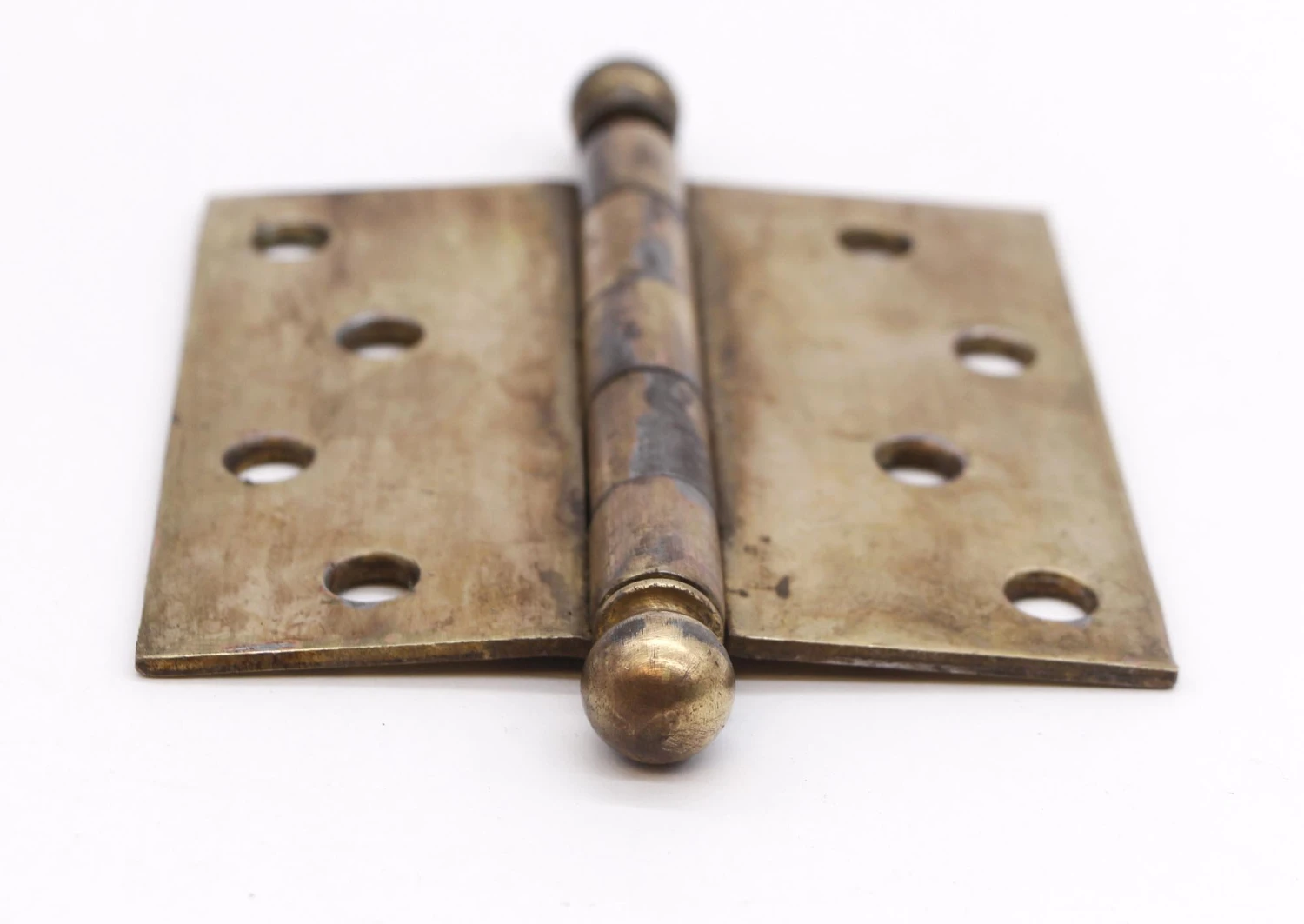 Vintage 4.375 X 4.375 Brass Plated Steel Ball Tip Butt Door Hinge 4 Vintage 4.375 X 4.375 Brass Plated Steel Ball Tip Butt Door Hinge - Image 2