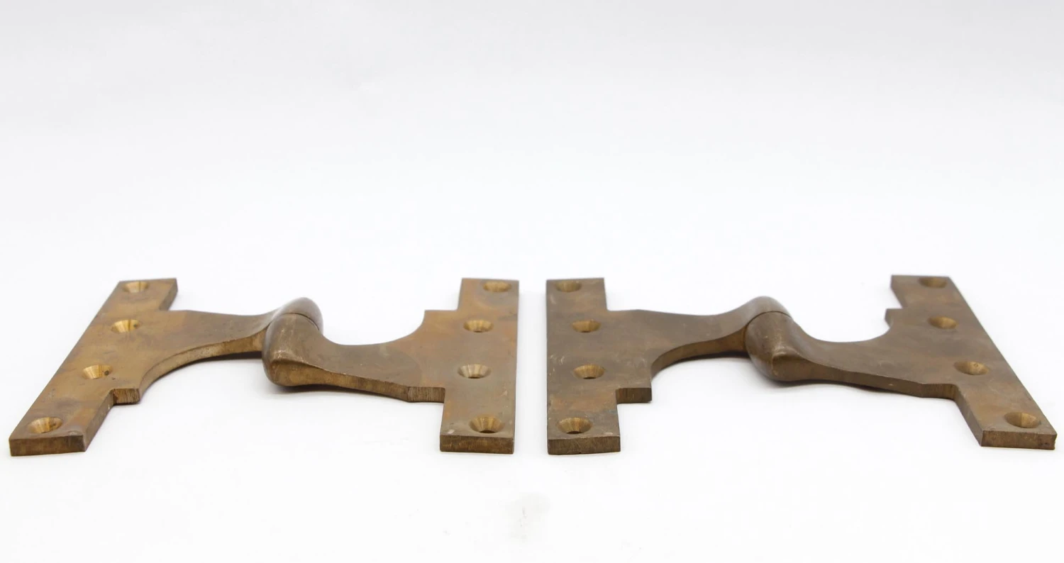 Pair Of Vintage 7 X 6 Corbin Brushed Brass Right Hand Olive Door Hinges 4 Pair Of Vintage 7 X 6 Corbin Brushed Brass Right Hand Olive Door Hinges - Image 2