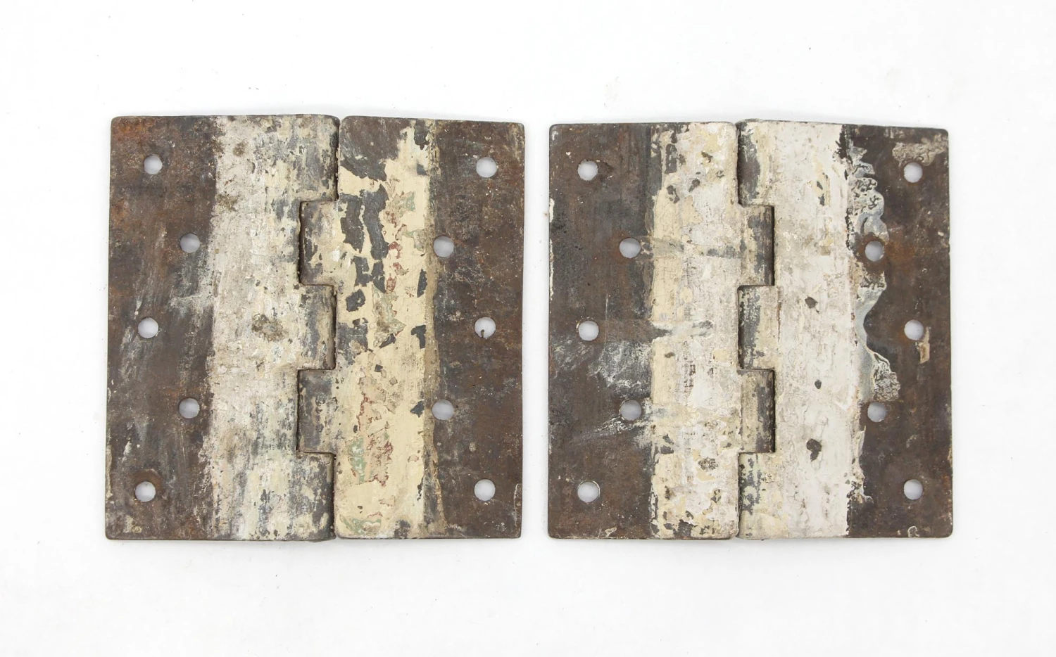 Pair Of Vintage 5.5 X 5.375 In. Cast Iron Butt Door Hinges 4 Pair Of Vintage 5.5 X 5.375 In. Cast Iron Butt Door Hinges - Image 2