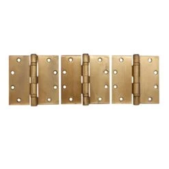 Set Of 3 Vintage Stanley 5 X 5 Brass Butt Door Hinges