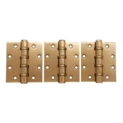 Set Of 4.5 X 4 Brushed Brass Ball Bearing Butt Door Hinges