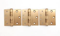 Set Of Vintage 4 X 4 Brass Plated Steel Offset Door Hinges