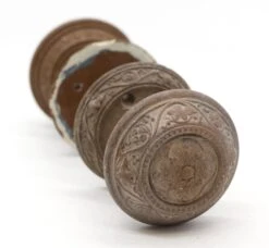 1860s Gothic Russell & Erwin Gutta Percha Passage Door Knob Set