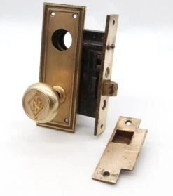 1930s Bronze Lefcourt Newark Entry Door Knob Set