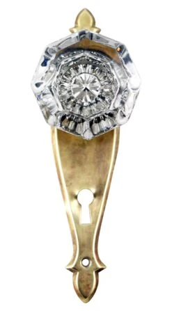 1940s Art Deco Brass & Octagon Glass Door Knob Set