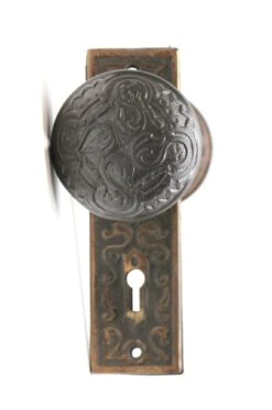 Antique 1880s Cast Iron Taylor & Boggis Door Knob Set