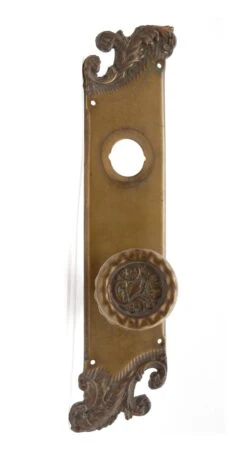 Antique 1890s Reading Bronze Rococo Americus Door Knob Set