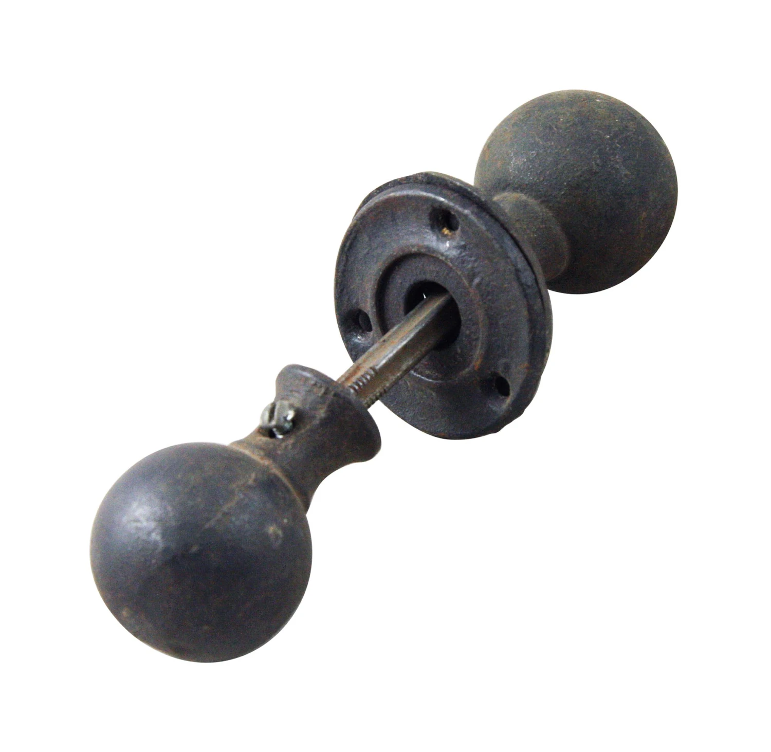 Antique Black Cast Bronze Ball Shaped Door Knob Set 3 Antique Black Cast Bronze Ball Shaped Door Knob Set