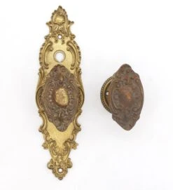 Antique Corbin Rococo Bronze Passage Door Knob Set