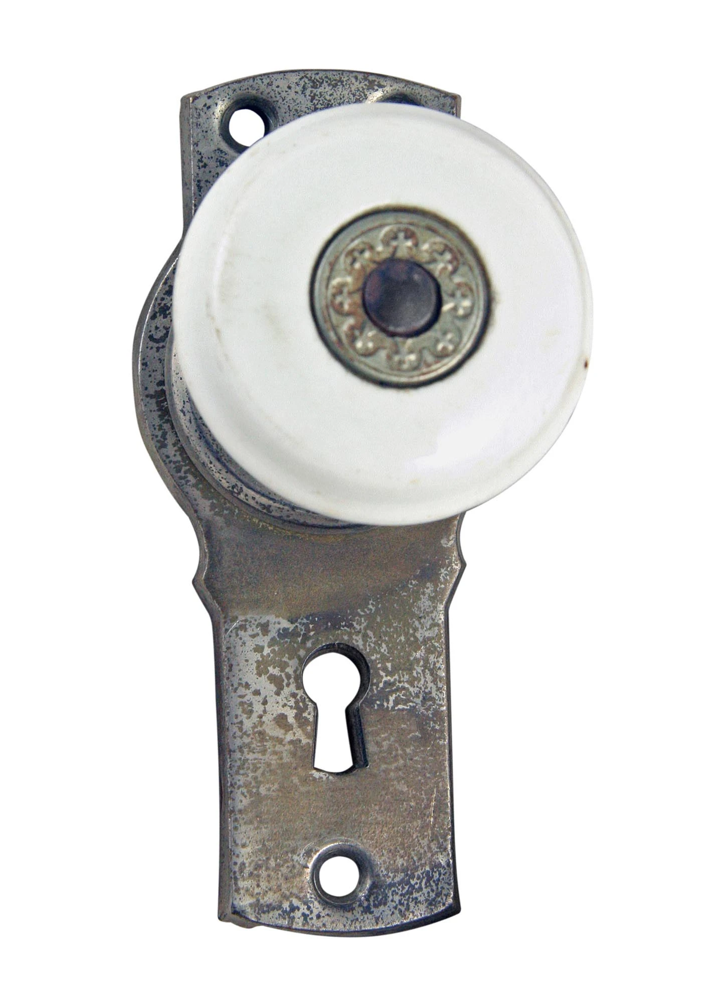 Antique Gilbert Porcelain & Nickel Door Knob Set 3 Antique Gilbert Porcelain & Nickel Door Knob Set