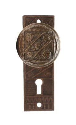 Antique Norwich Vernacular Door Knob Set With Plate