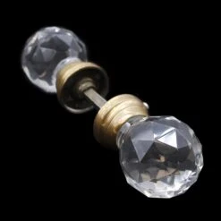 Antique Pair Of Cut Collectors Glass Faceted Doorknobs