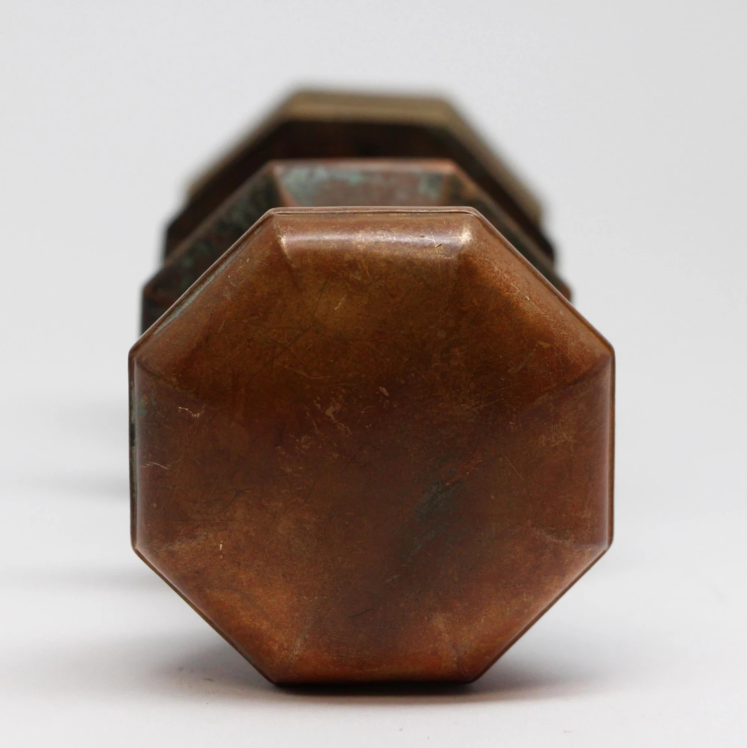 Antique Plain Brass Octagon Door Knob Set 3 Antique Plain Brass Octagon Door Knob Set