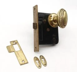 Antique Yale & Towne Oval Brass Passage Door Knob Set