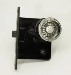 Art Deco Glass Knob Set With Mortise Lock