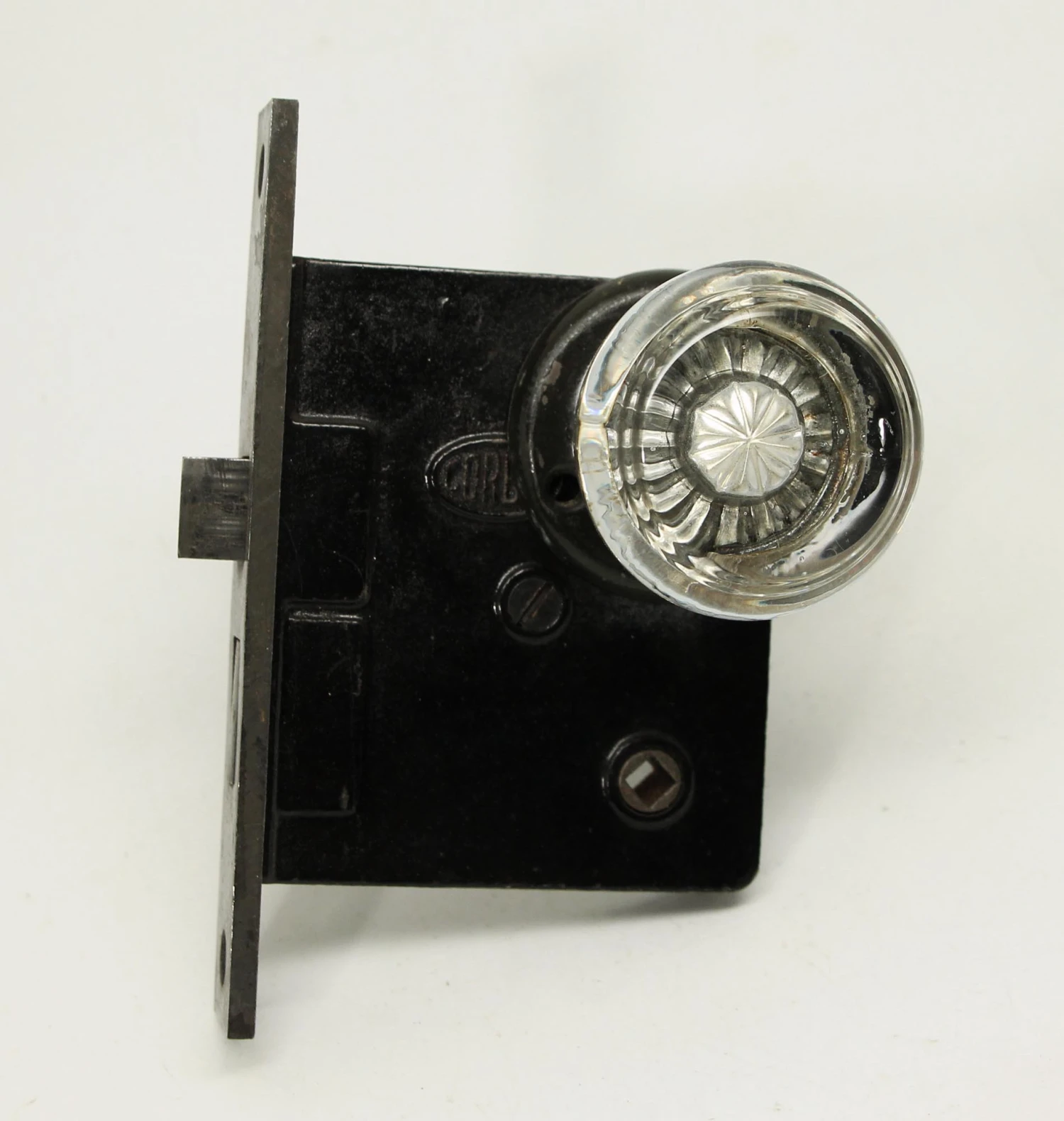 Art Deco Glass Knob Set With Mortise Lock 3 Art Deco Glass Knob Set With Mortise Lock