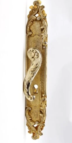 European French Gilded Brass Lever Door Knob Set