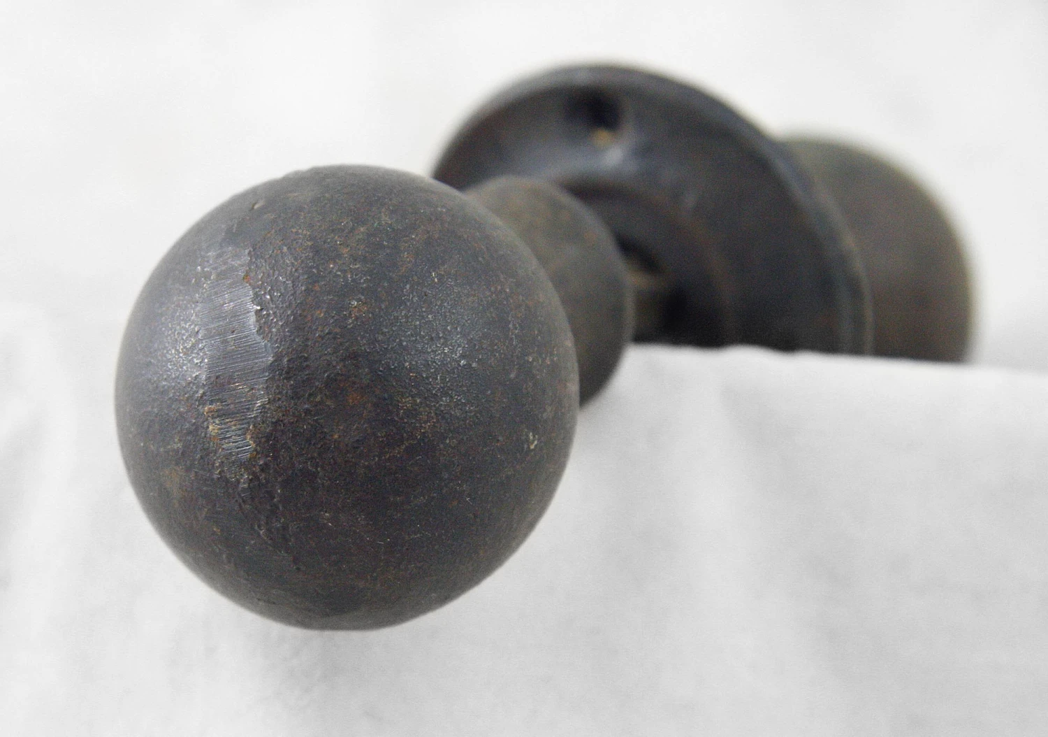 Antique Black Cast Bronze Ball Shaped Door Knob Set 5 Antique Black Cast Bronze Ball Shaped Door Knob Set - Image 3