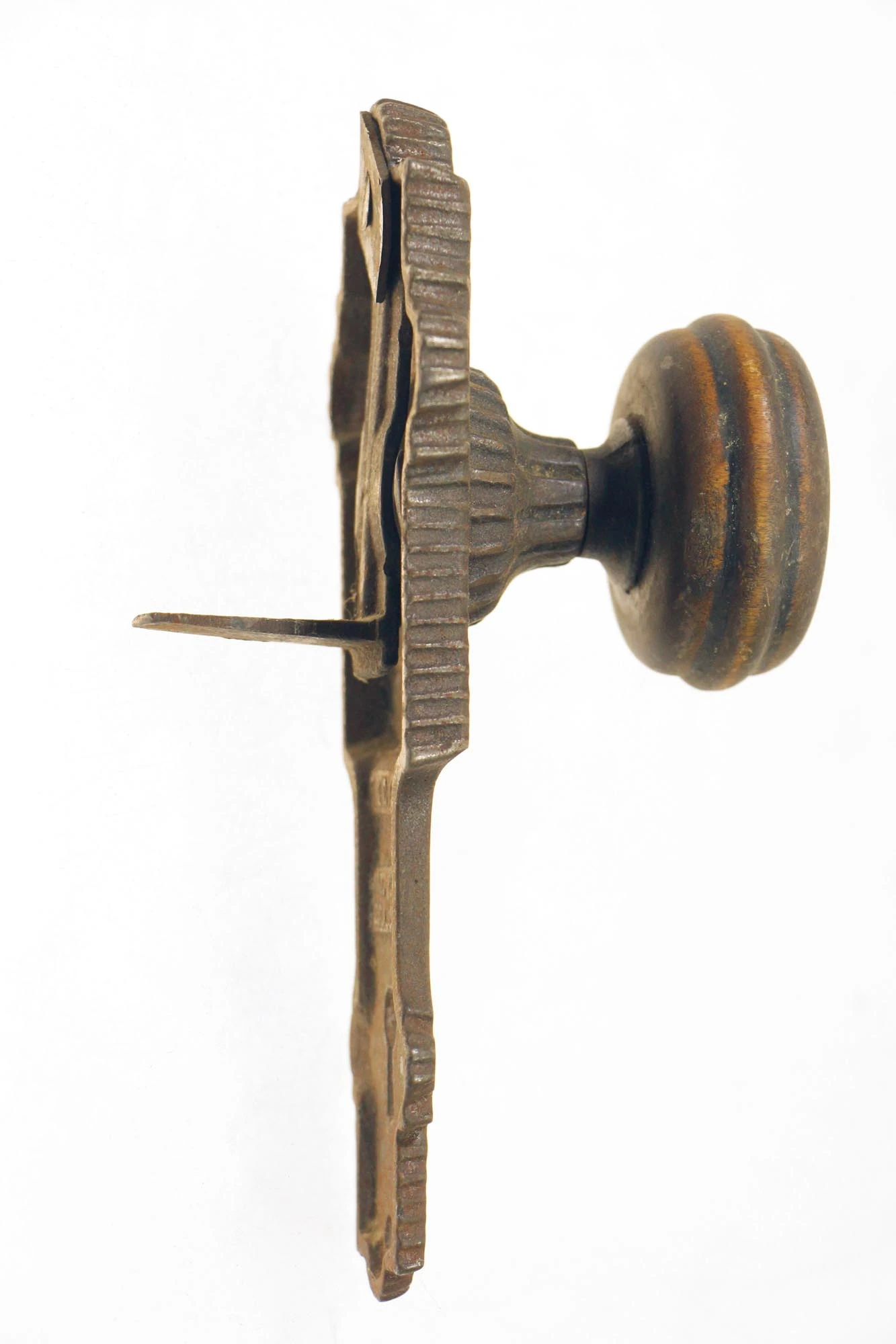 Antique Fixed E&CG Co. Wooden Door Knob Set 5 Antique Fixed E&CG Co. Wooden Door Knob Set - Image 3