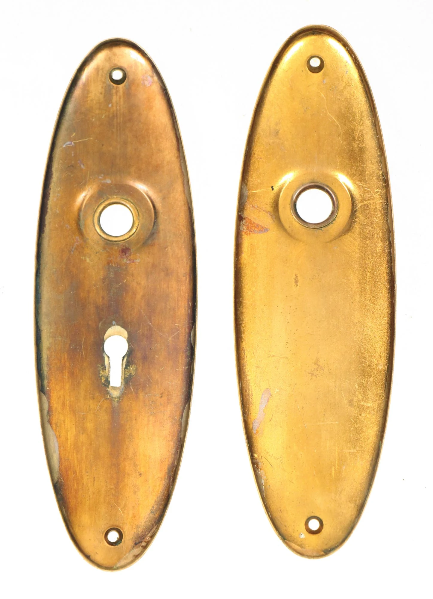 Polished Brass Door Knob Set With Oval Plates 5 Polished Brass Door Knob Set With Oval Plates - Image 3