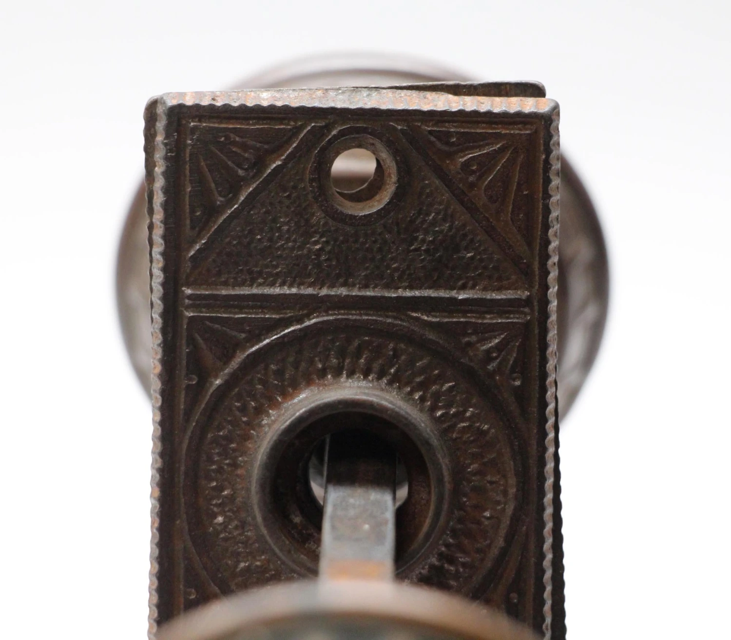 Antique F.C. Linde Bronze & Cast Iron Passage Door Knob Set 5 Antique F.C. Linde Bronze & Cast Iron Passage Door Knob Set - Image 3