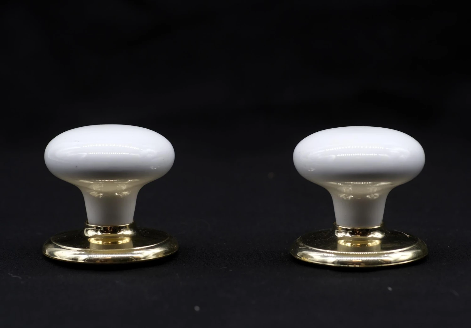 Pair Of Vintage Dummy Ceramic Closet Door Knobs With Brass Rosette 5 Pair Of Vintage Dummy Ceramic Closet Door Knobs With Brass Rosette - Image 3