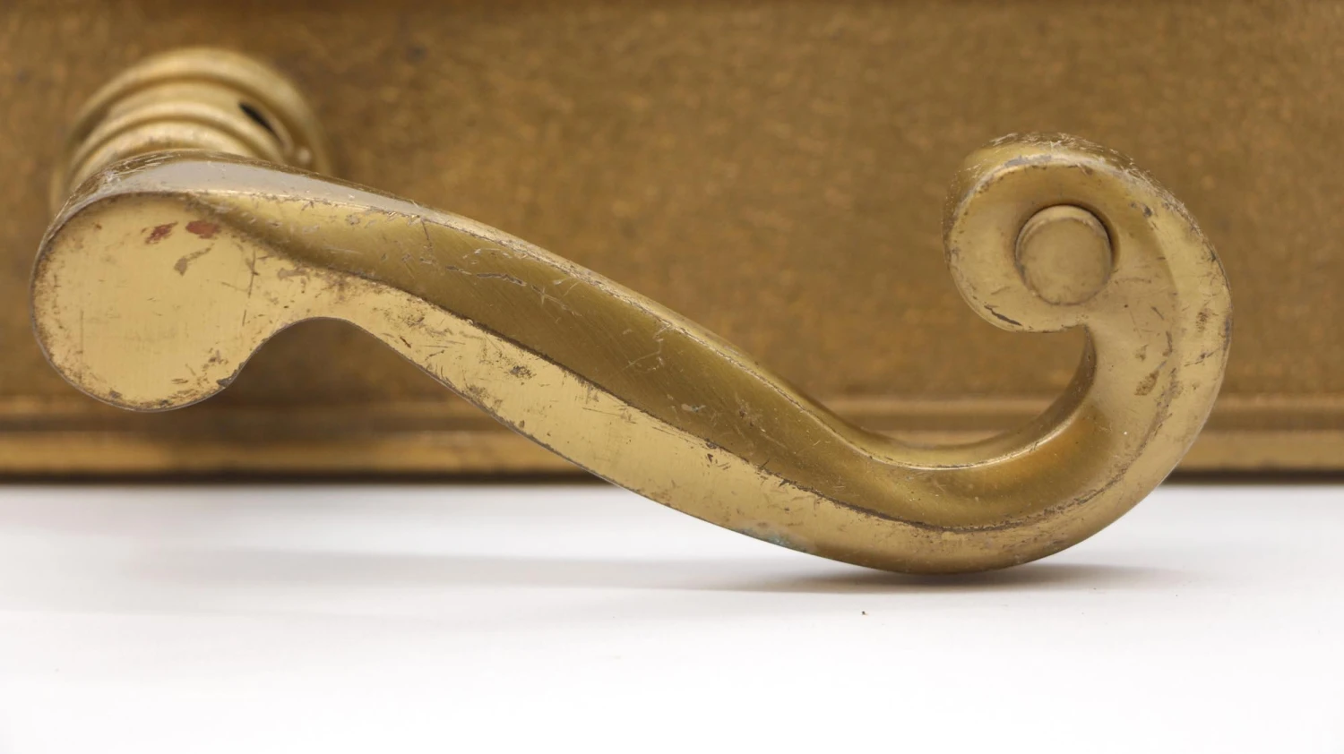 Vintage Brass French Door Passage Lever Knob Set 5 Vintage Brass French Door Passage Lever Knob Set - Image 3