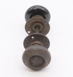 Antique Cast Iron Lady Greek & Black Porcelain Door Knob Set 16 Antique Cast Iron Lady Greek & Black Porcelain Door Knob Set -OGT Sale Store door knob sets for sale q283150