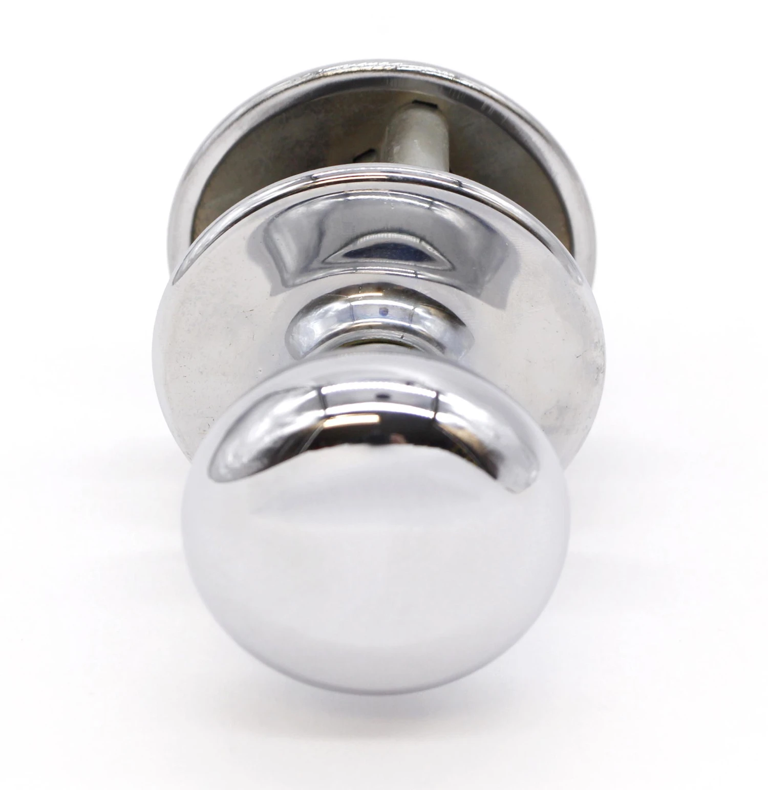 Olde New Modern Chrome Over Brass Round Plain Door Knob Latch Closet Set 5 Olde New Modern Chrome Over Brass Round Plain Door Knob Latch Closet Set - Image 3