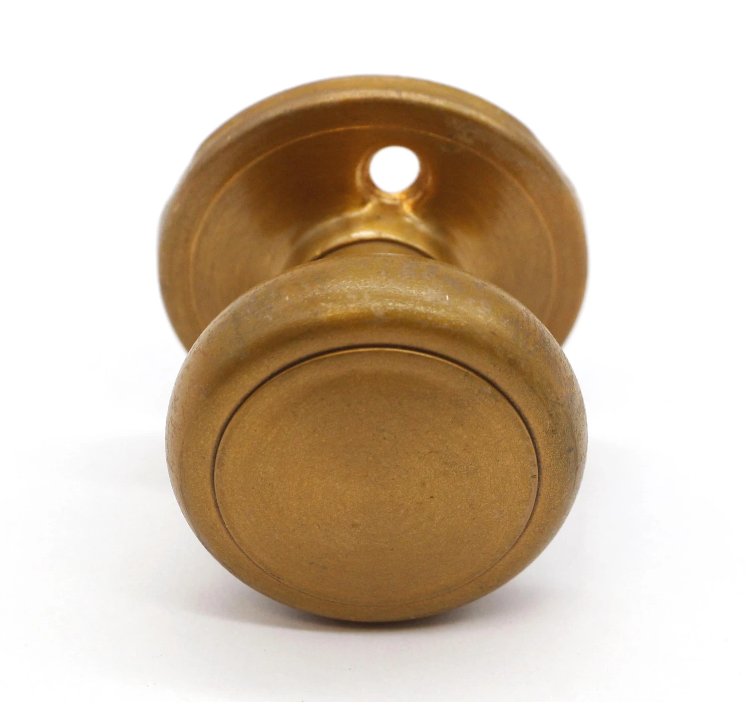 Vintage 1.875 In. Brushed Brass Dummy Door Knob With Rosette 5 Vintage 1.875 In. Brushed Brass Dummy Door Knob With Rosette - Image 3