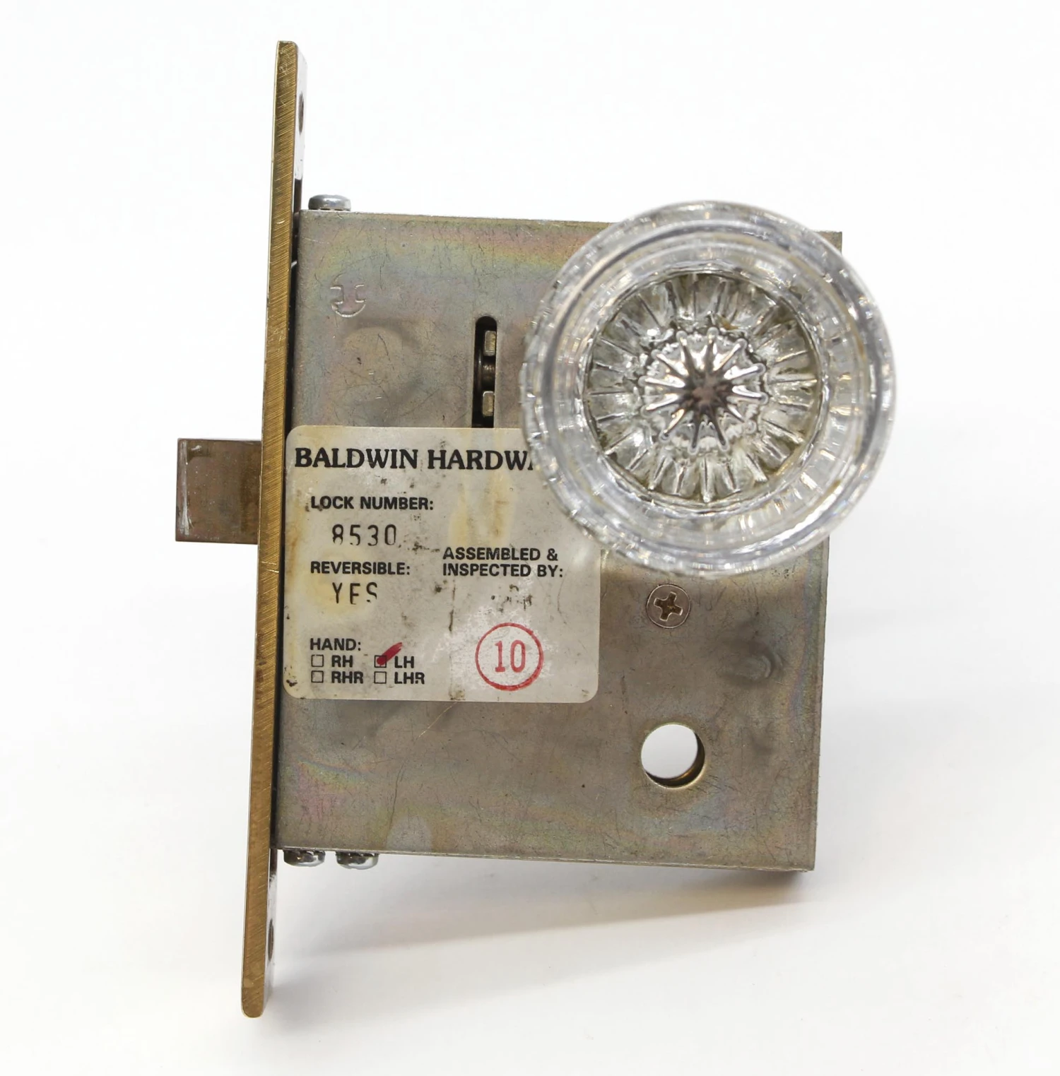 Vintage Round Glass Polished Brass Baldwin Lock Door Knob Set 5 Vintage Round Glass Polished Brass Baldwin Lock Door Knob Set - Image 3