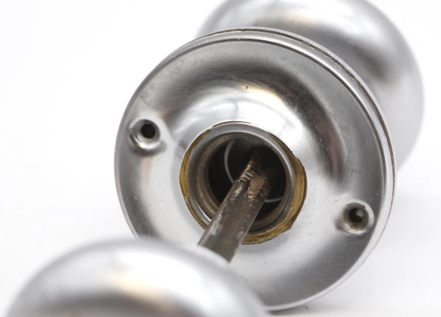 Vintage Classic Brushed Nickel Brass Passage Door Knob Set 5 Vintage Classic Brushed Nickel Brass Passage Door Knob Set - Image 3