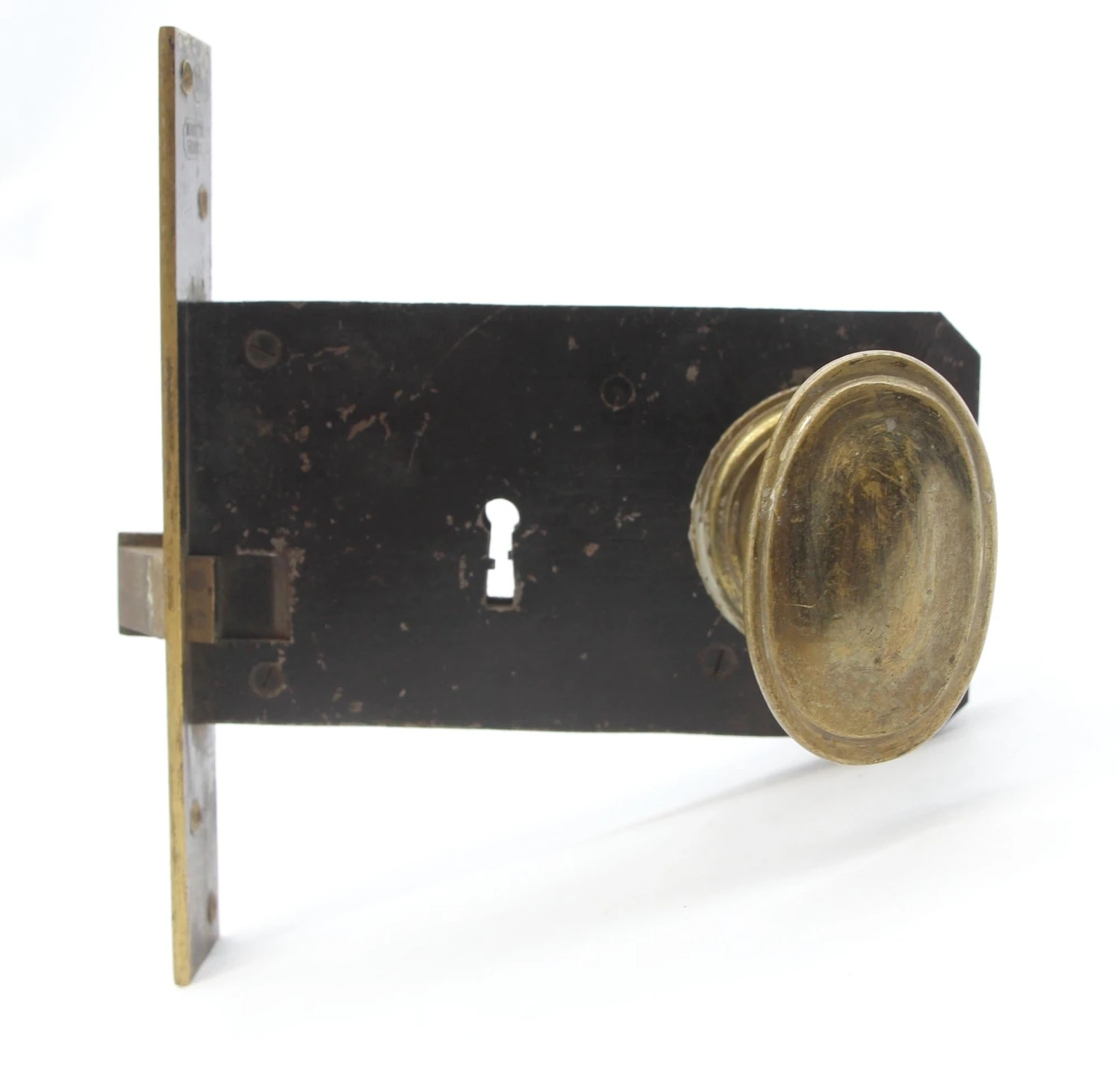 Vintage Brass Oval Deep Back Set Door Knob Set 5 Vintage Brass Oval Deep Back Set Door Knob Set - Image 3