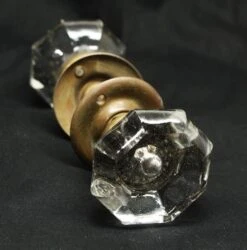 Glass Knob Set With Mercury Dot & Rosettes