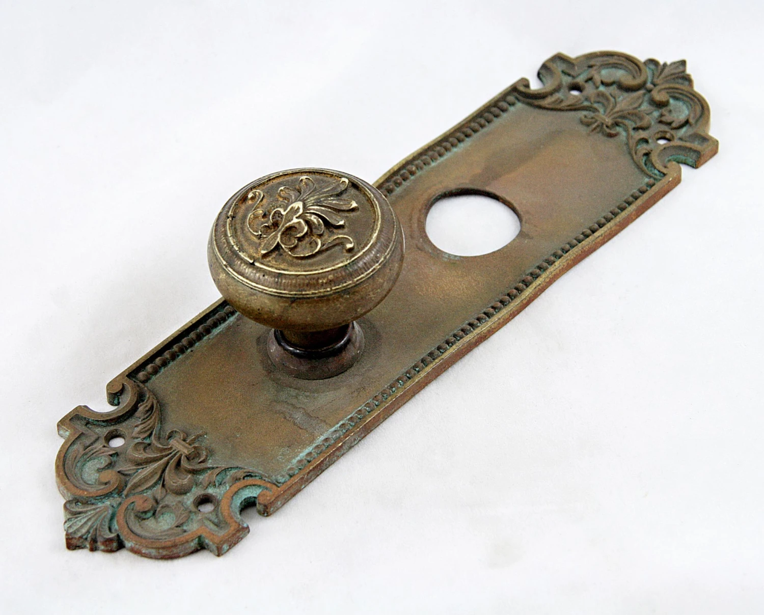 Antique Greek Corbin Sparta Brass Door Knob Set 4 Antique Greek Corbin Sparta Brass Door Knob Set - Image 2