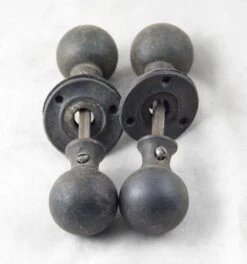 Antique Black Cast Bronze Ball Shaped Door Knob Set 7 Antique Black Cast Bronze Ball Shaped Door Knob Set -OGT Sale Store door knob sets k195285