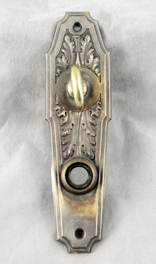 1940s Art Deco Brass Back Plate With Glass Knob 4 1940s Art Deco Brass Back Plate With Glass Knob - Image 2