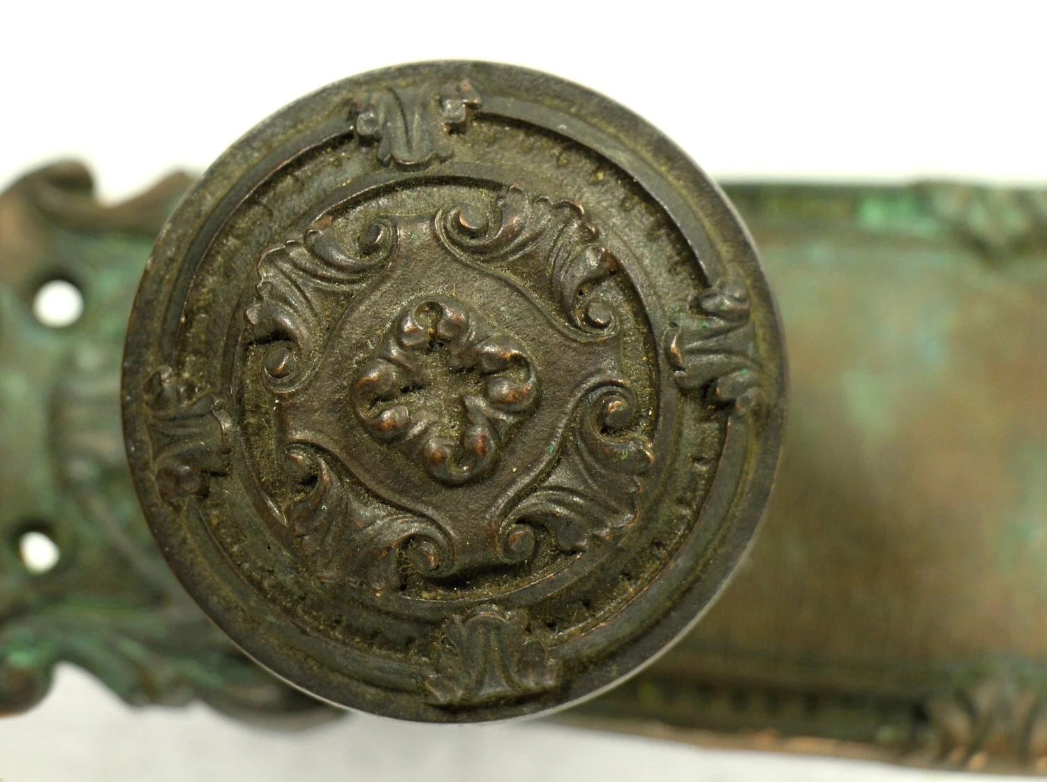 Antique Bronze German Renaissance Reading Door Knob Set 4 Antique Bronze German Renaissance Reading Door Knob Set - Image 2