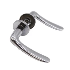 Modern Vintage Sleek Chrome Plated Brass Lever Door Knob Set