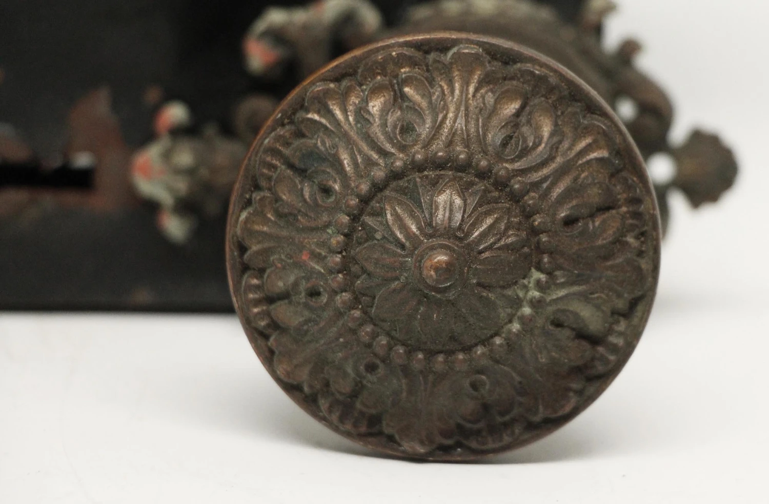 Ornate Floral Beaded Closet Door Knob Set With Lock 4 Ornate Floral Beaded Closet Door Knob Set With Lock - Image 2