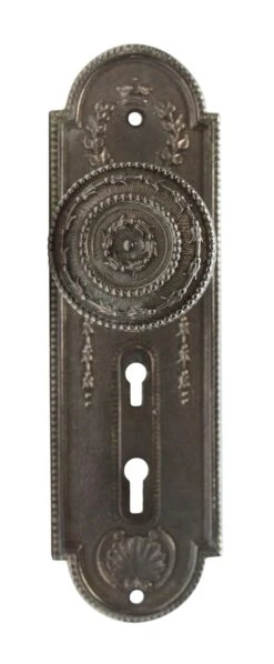 Nickel Plated Beaded Floral Door Knob Set