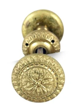 Ornate Gold Plate Over Brass Door Knob Set
