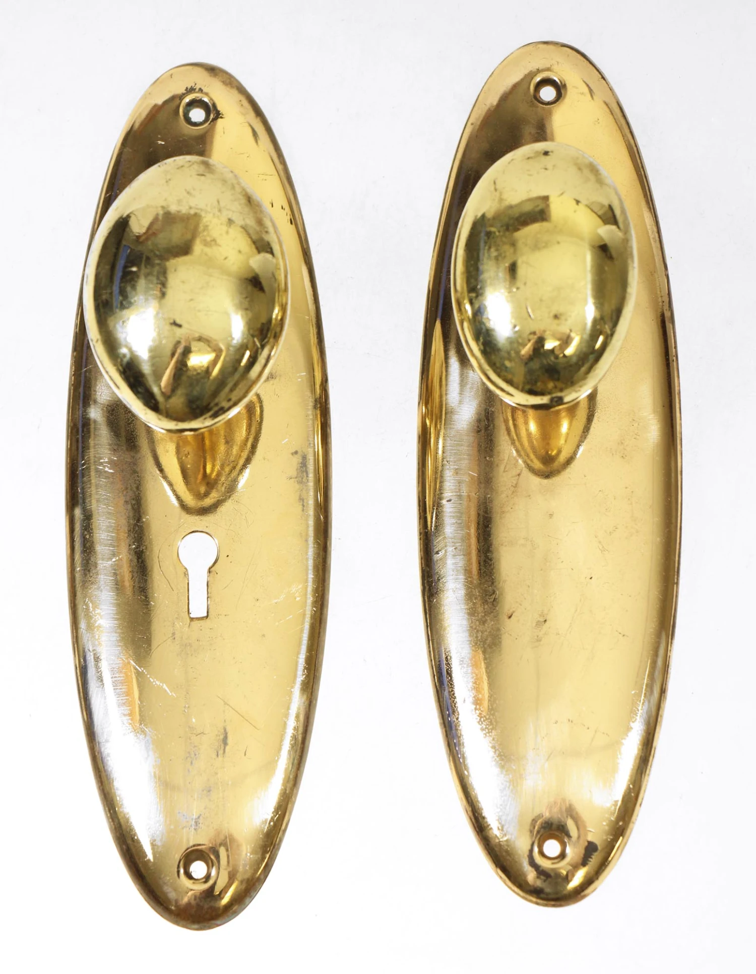 Polished Brass Door Knob Set With Oval Plates 3 Polished Brass Door Knob Set With Oval Plates