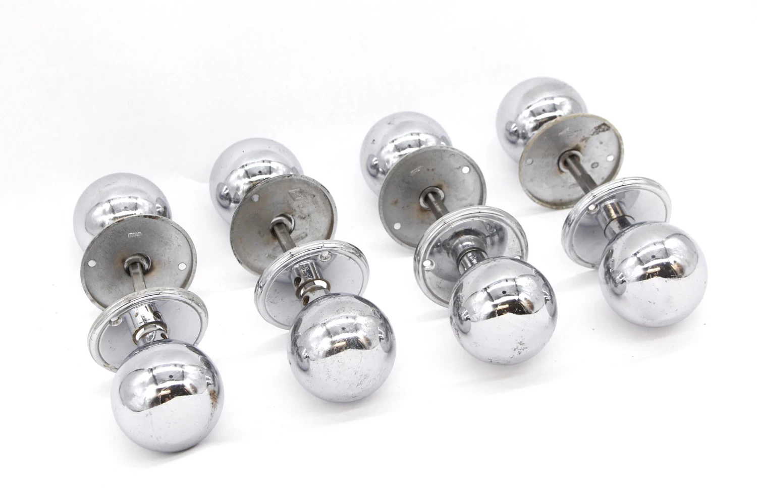 Set Of 4 Modern Chrome Ball Shaped Round Door Knob Sets 4 Set Of 4 Modern Chrome Ball Shaped Round Door Knob Sets - Image 2