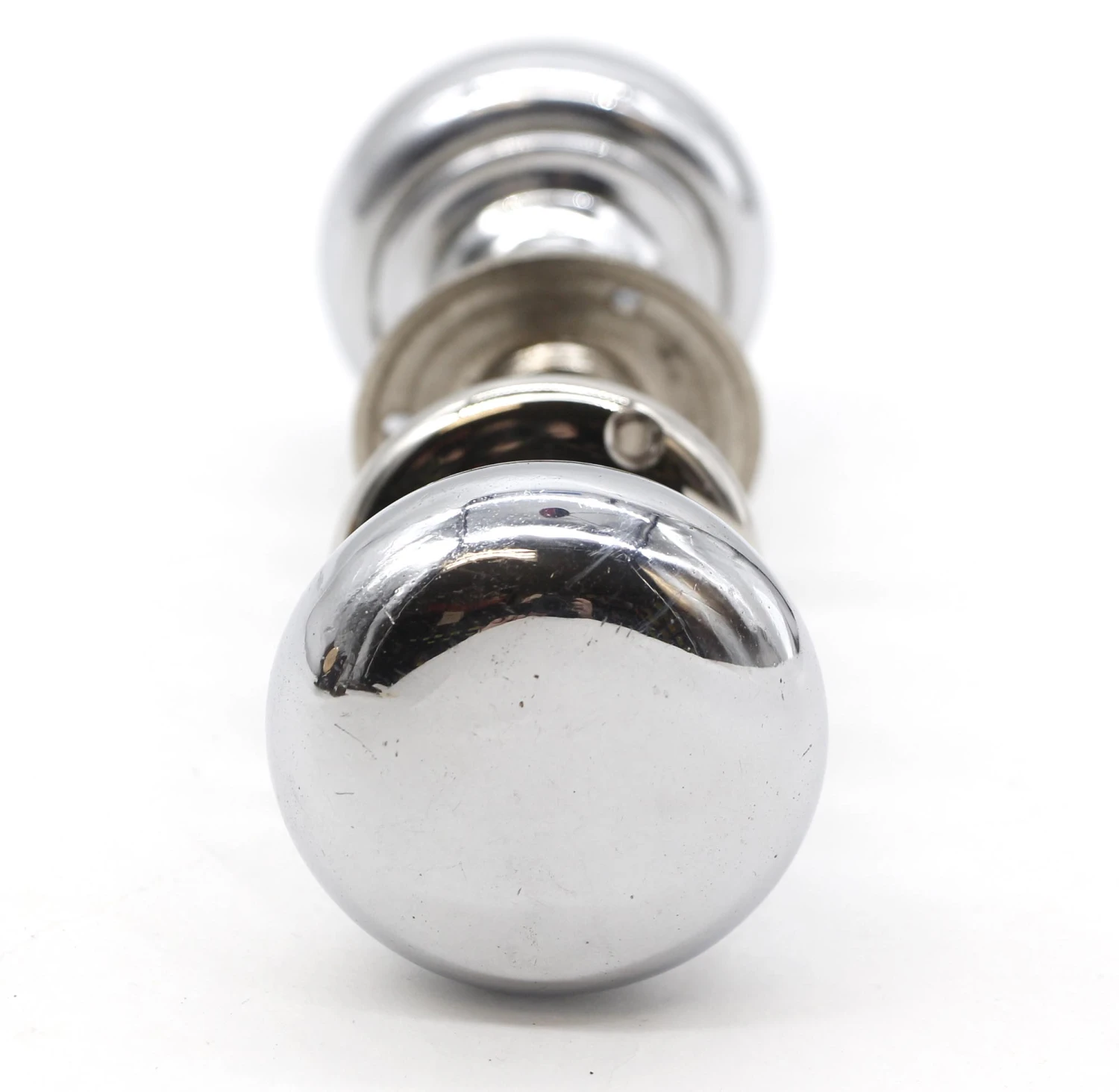 Vintage Polished Nickel Brass Passage Classic Door Knob Set 4 Vintage Polished Nickel Brass Passage Classic Door Knob Set - Image 2