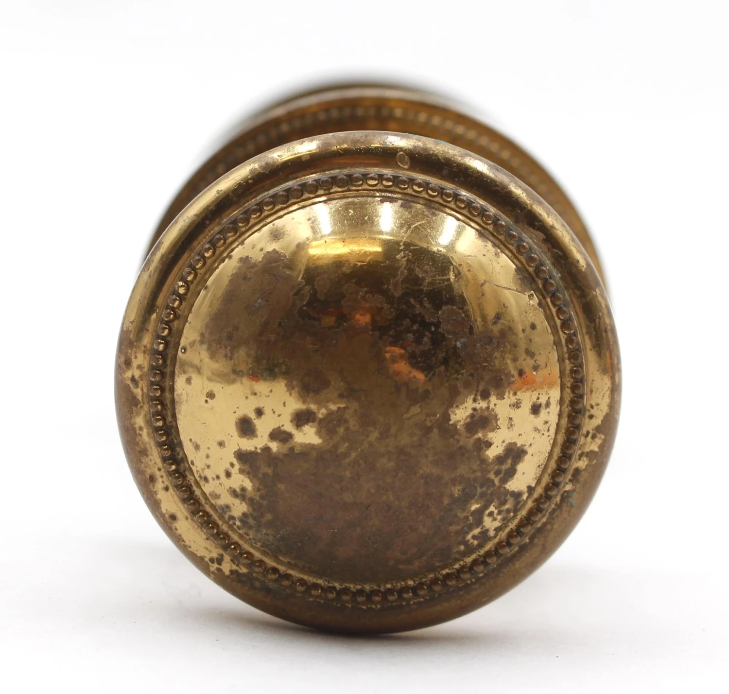 Vintage Beaded Polished Cast Brass Door Knob Set 4 Vintage Beaded Polished Cast Brass Door Knob Set - Image 2